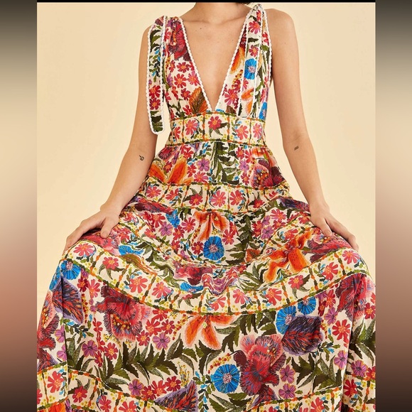 NWT Farm Rio Floral Midi Dress - Picture 3 of 6